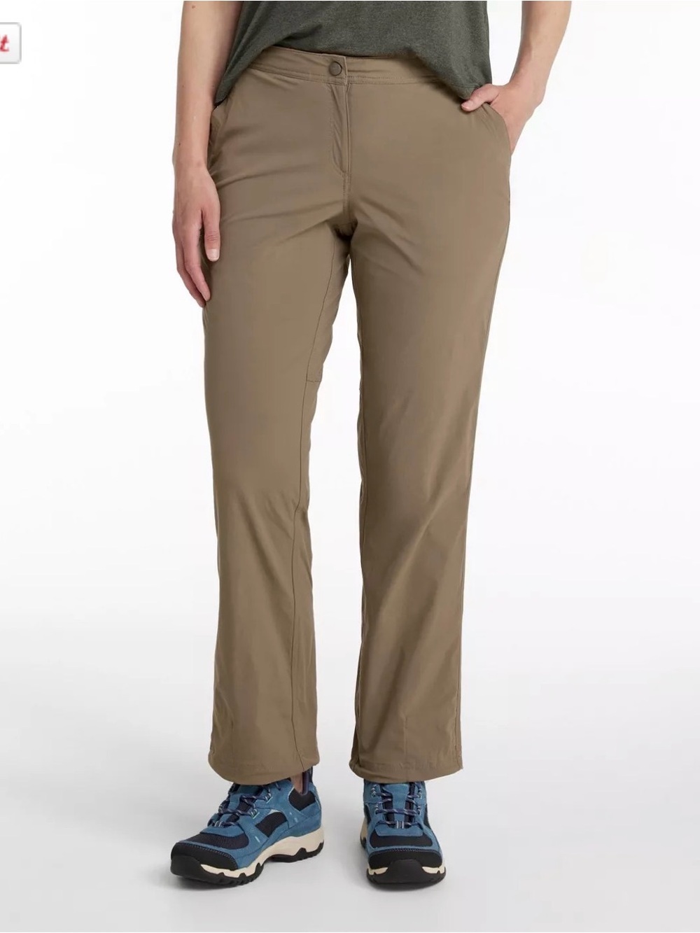 L.L.Bean Comfort Trail Pants 6 Taupe Water Repellent Nylon NWOT Straight Leg